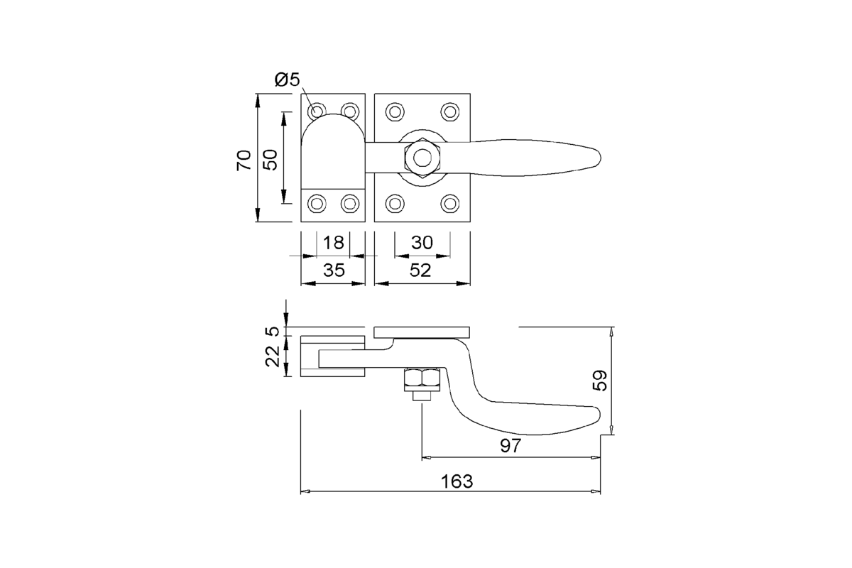 Product drawing KWS Locking handle 6029