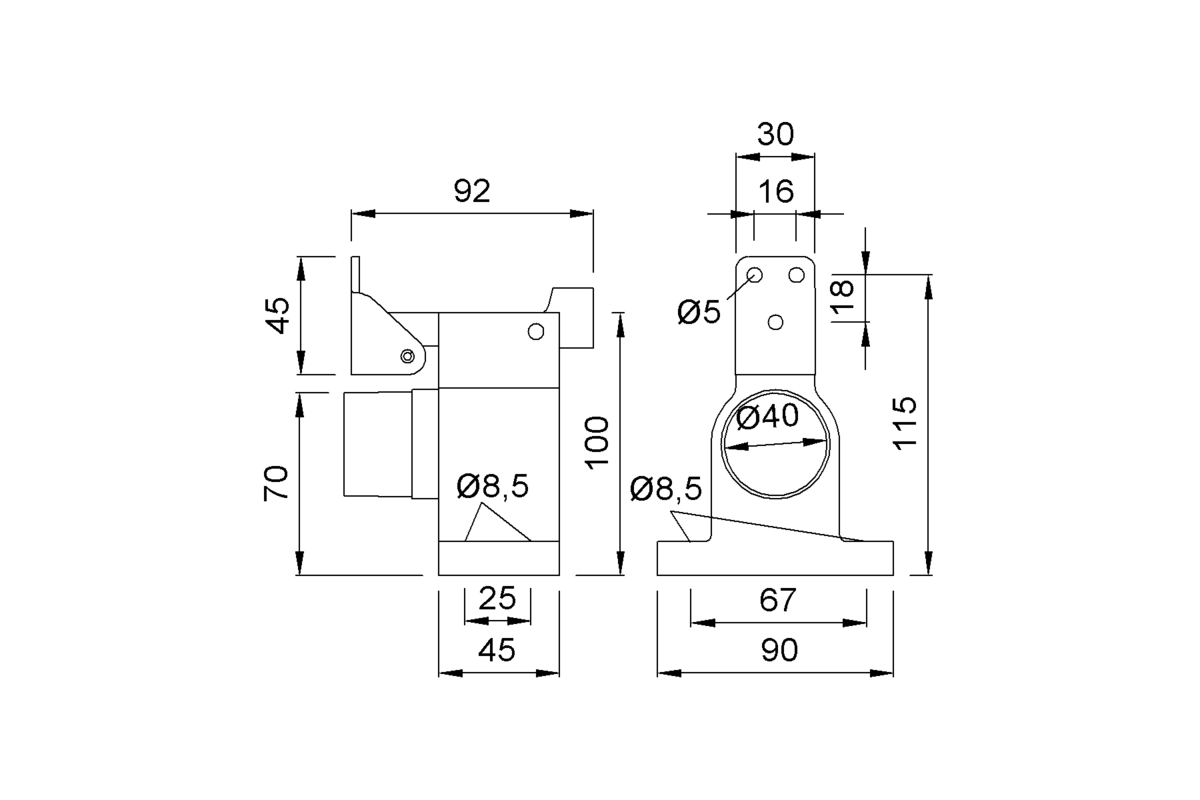 Product drawing KWS Door holder 1052
