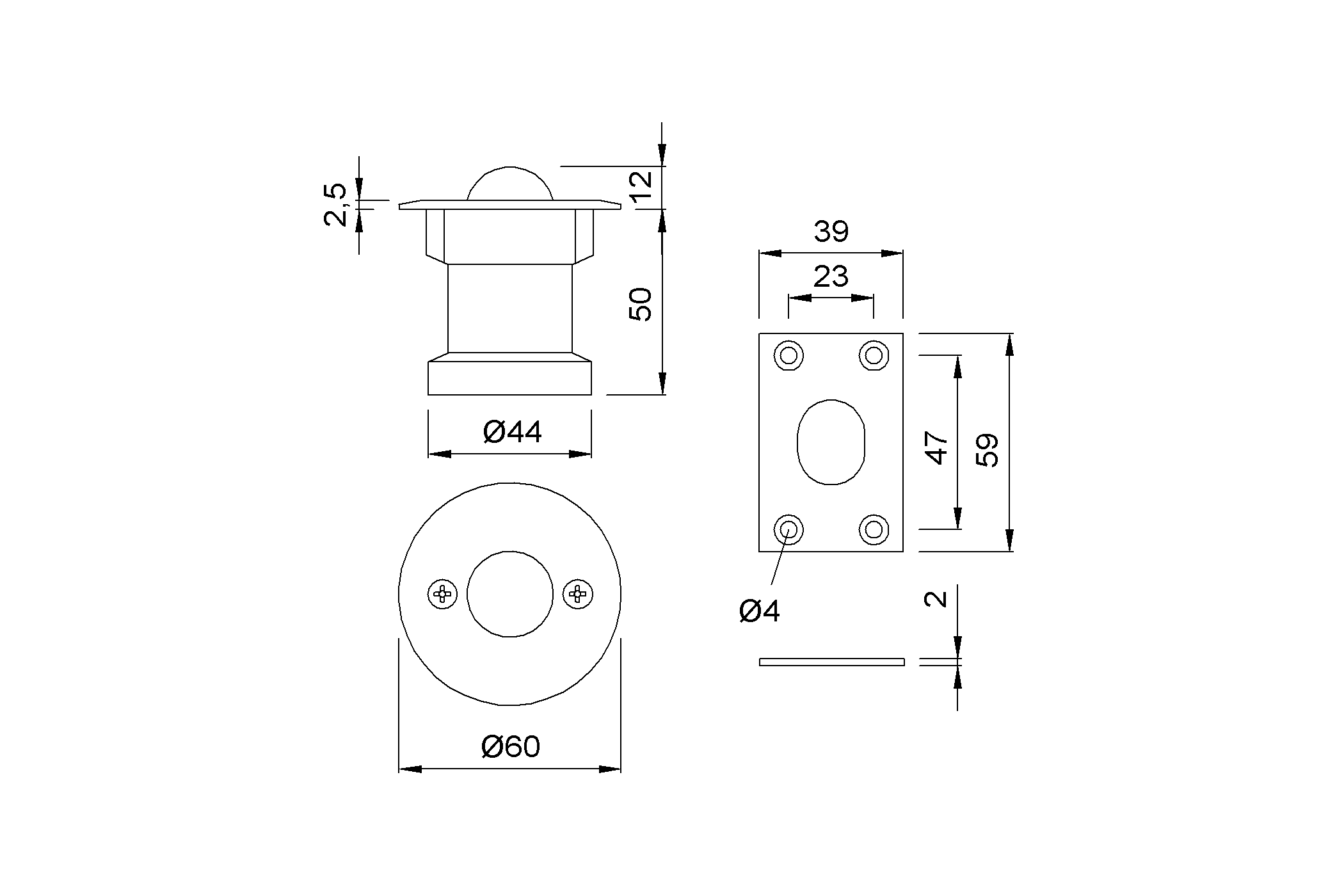 Product drawing KWS Door holder 1019