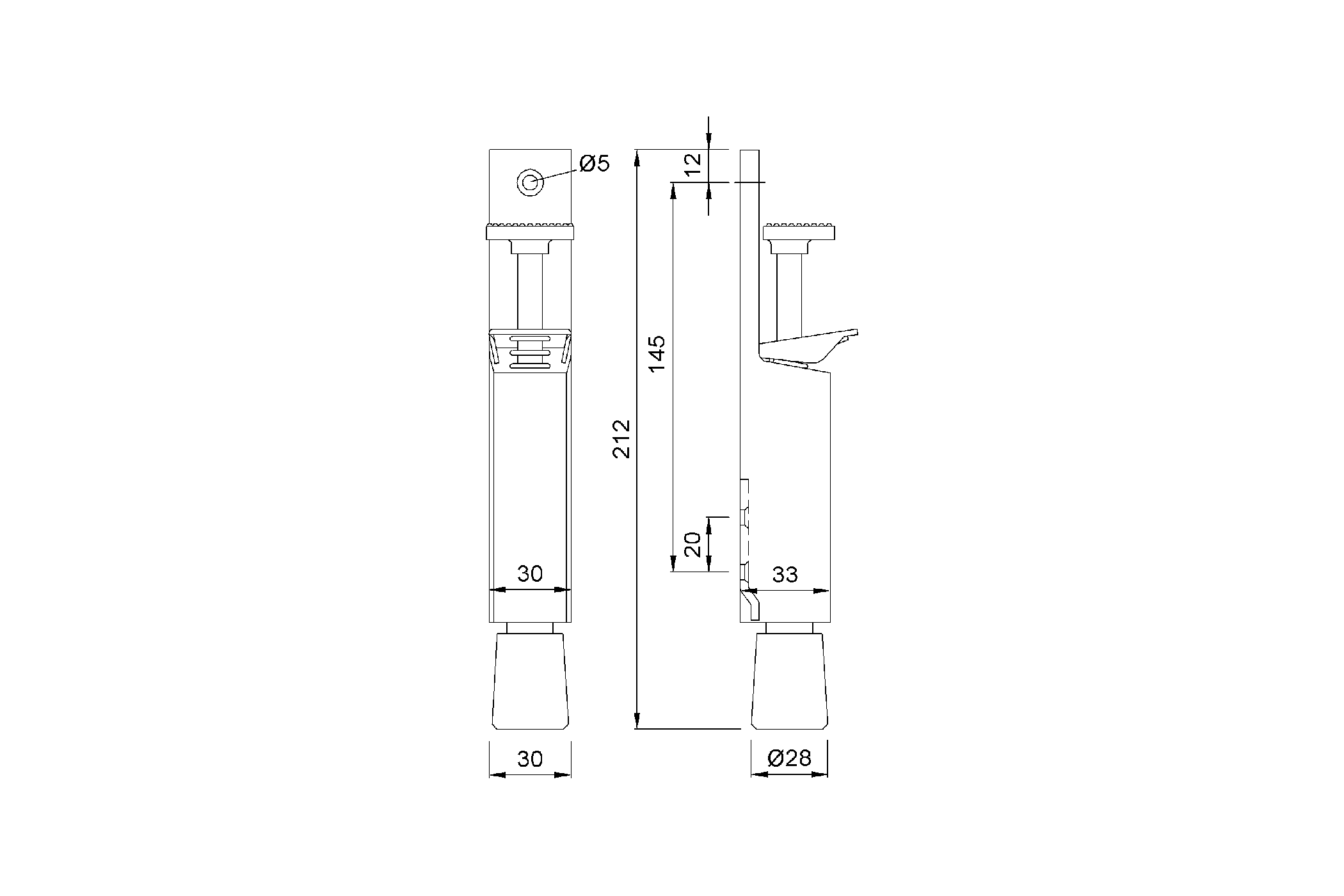 Product drawing KWS Door holder 1033 / 1035