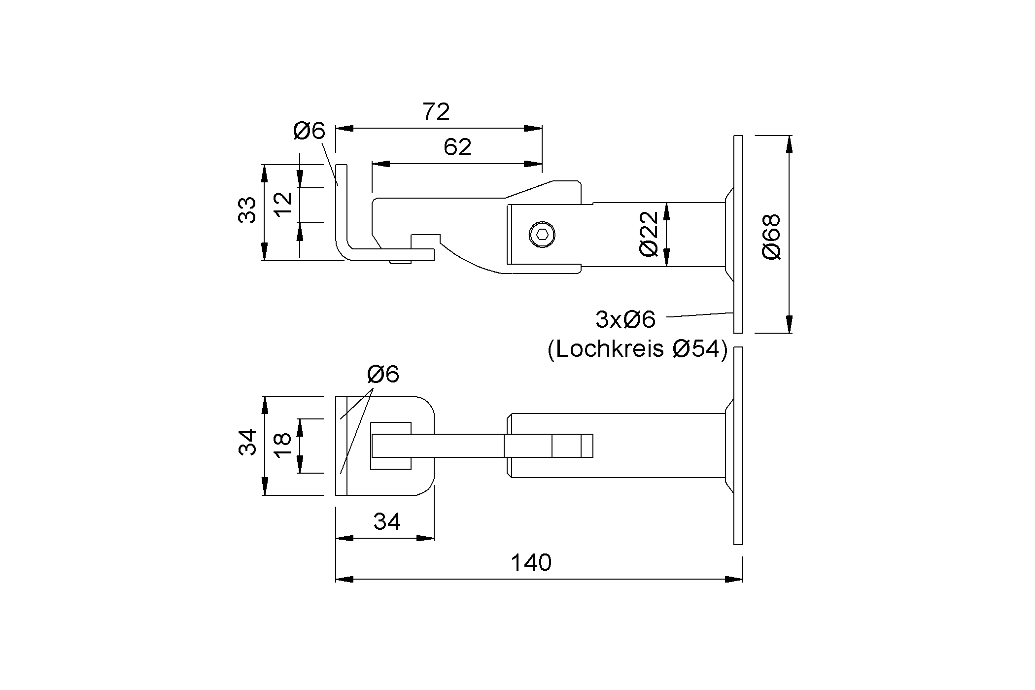 Product drawing KWS Door holder 1312