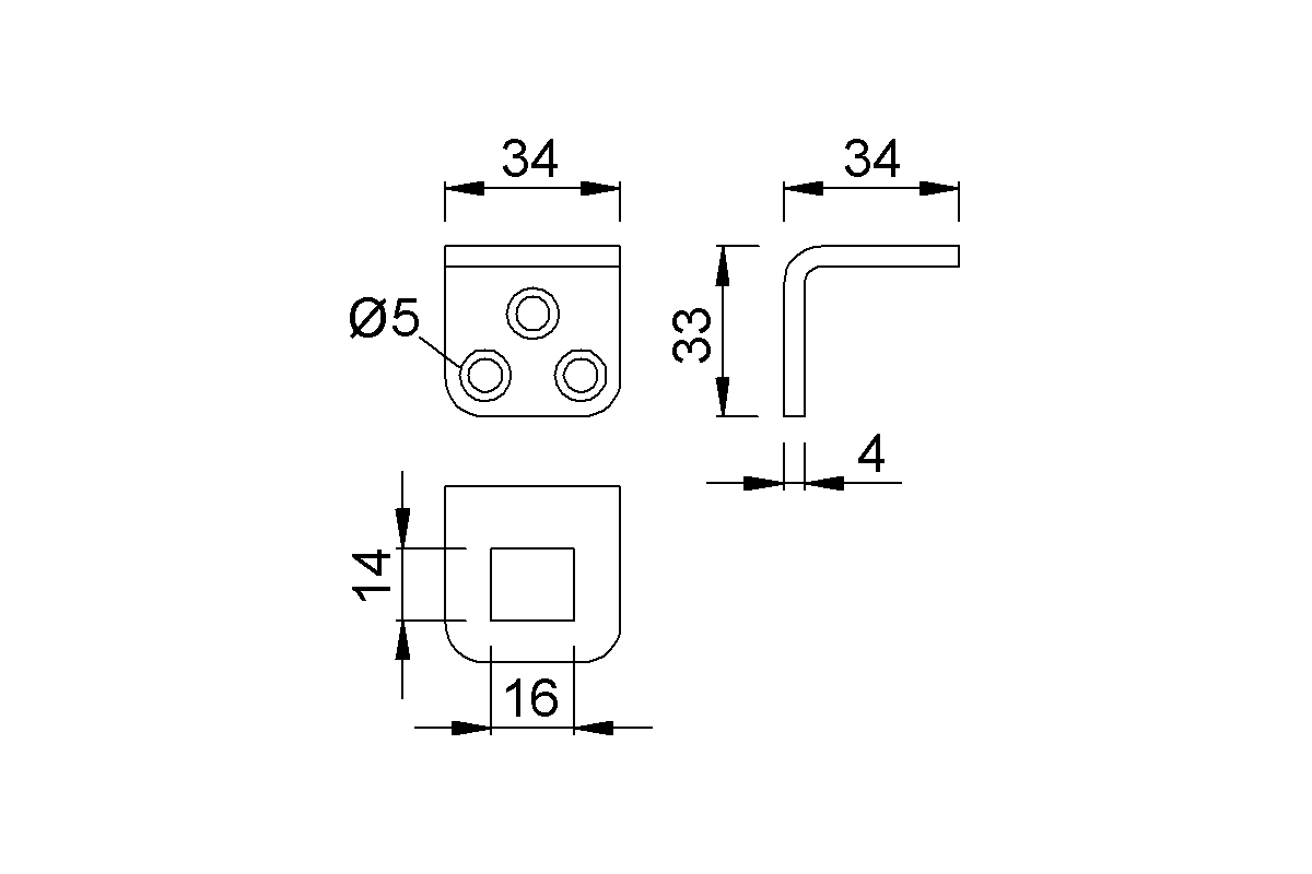 Product drawing KWS Holding bracket 1502 for door holder/gate holder