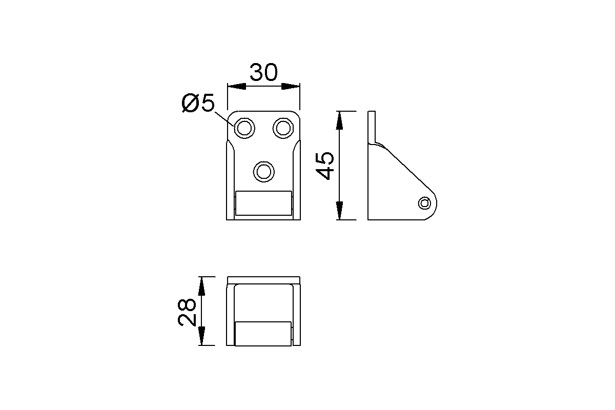 Product drawing KWS Roller block 1507 for door holder