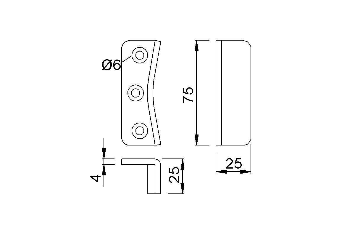 Product drawing KWS wedge plate 6537 for locking handle