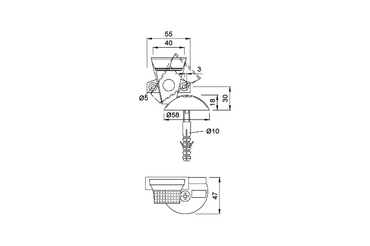 Product drawing KWS Door holder 1058