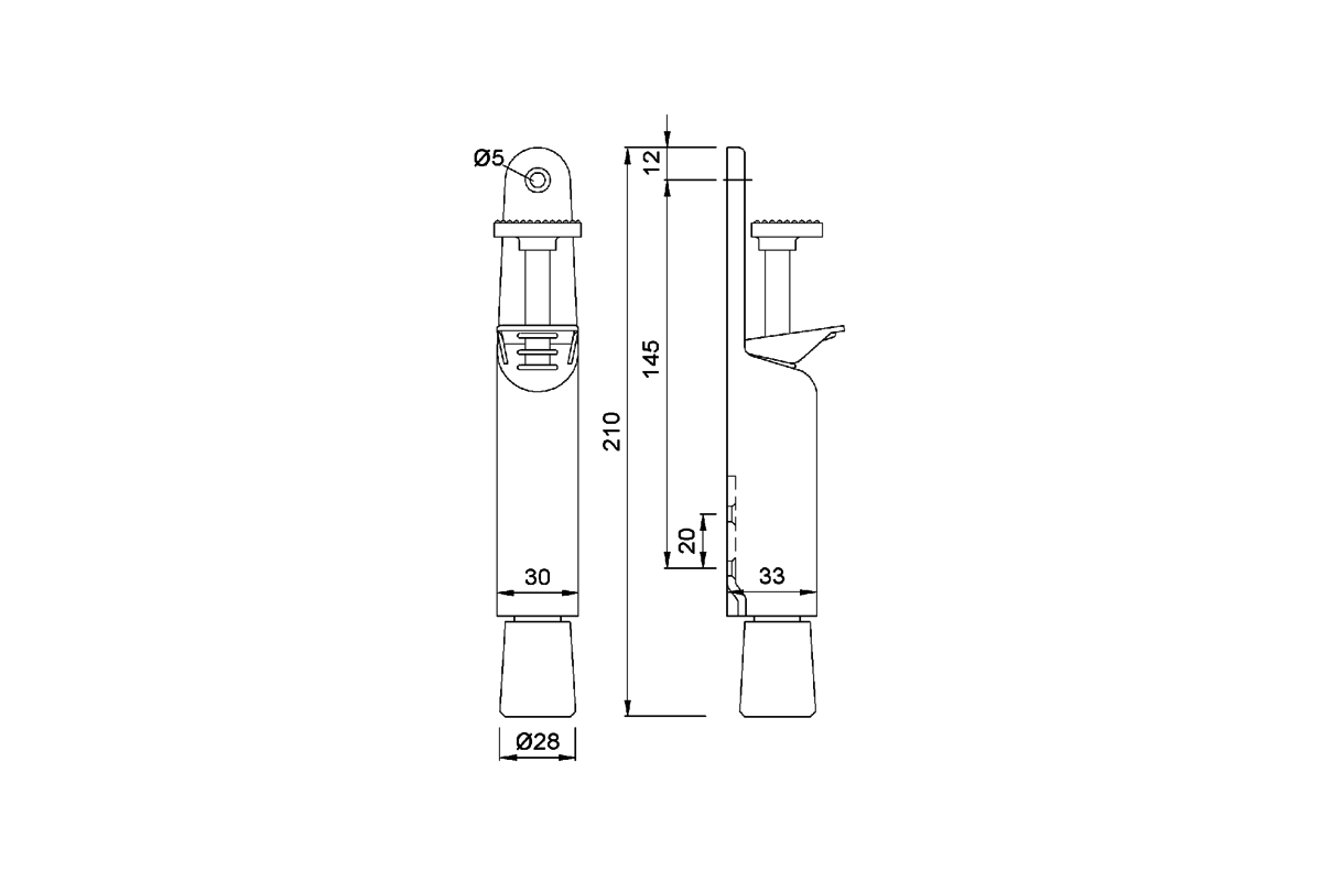 KWS 1032.. Door holder Product drawing KWS Door holder 1032