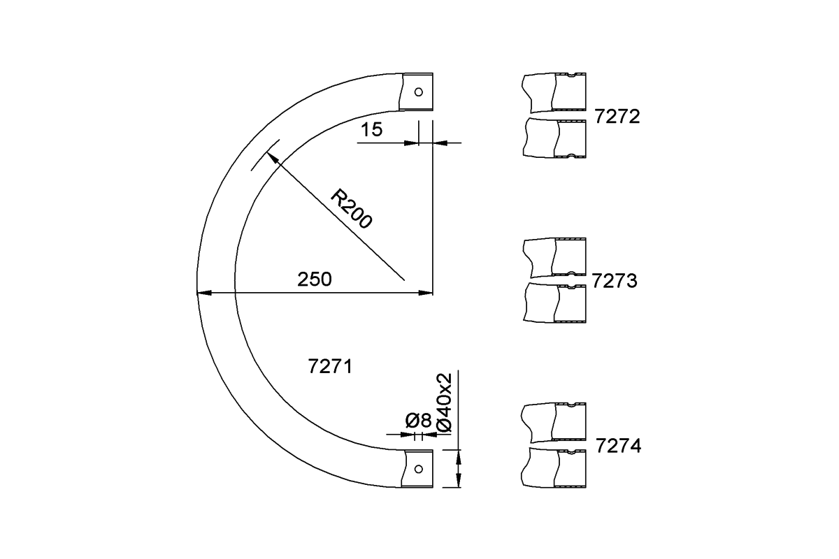 Produktzeichnung KWS Rohr 7271 / 7272 / 7273 / 7274