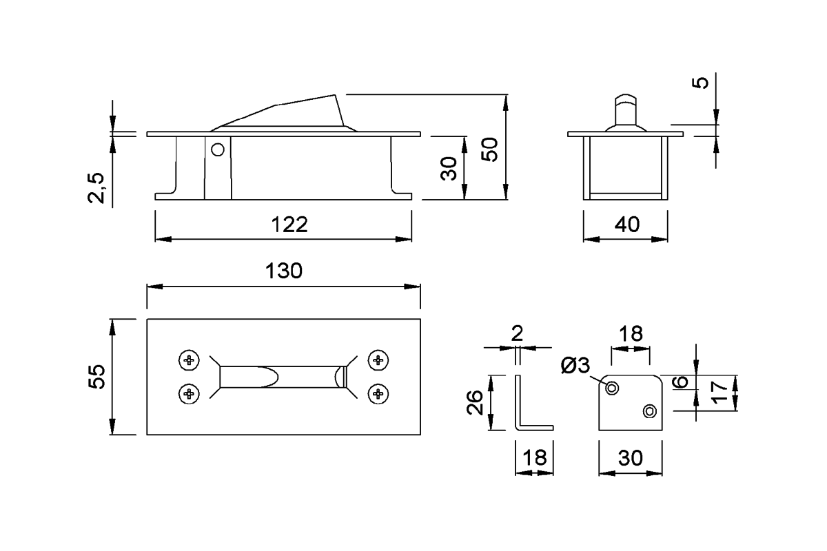 Product drawing KWS Door holder 1005