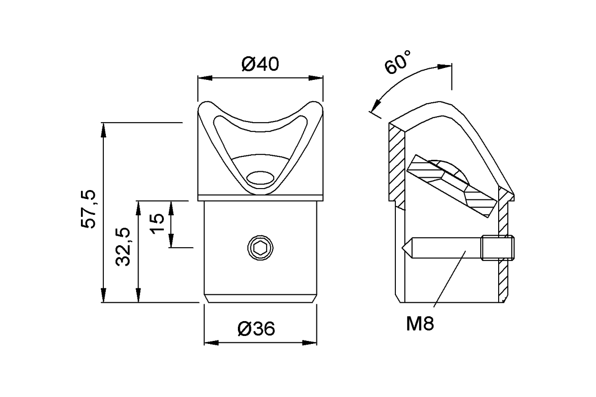 KWS 7032.. / 7033.. Mitre joint Product drawing KWS Mitre joint 7032 / 7033