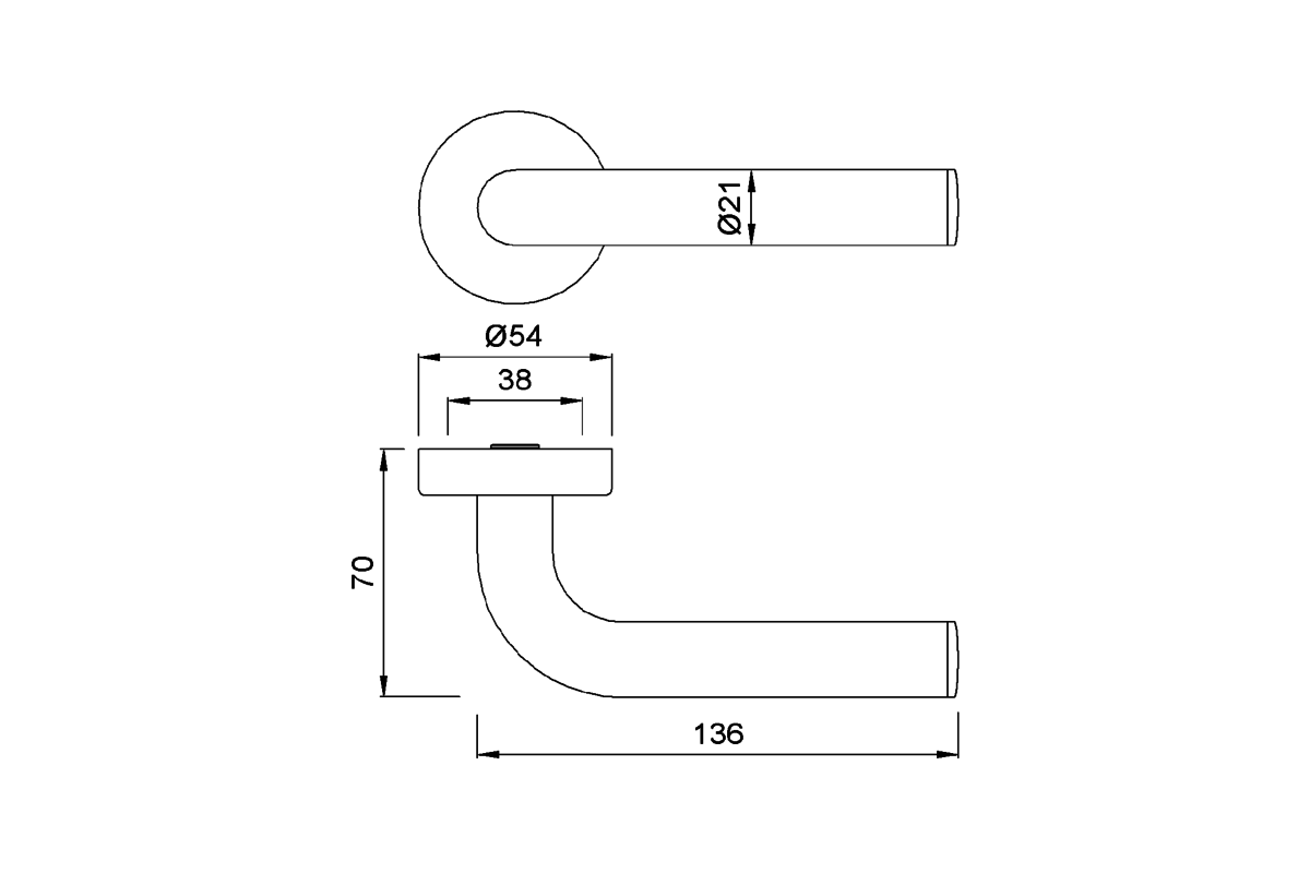 Product drawing KWS Lever handle 3B