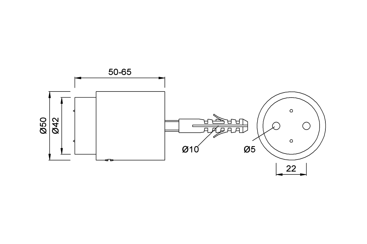 Product drawing KWS Handrail support 4509