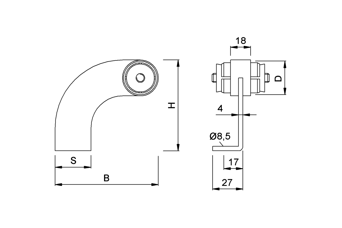 Product drawing KWS Mid support 8714 / 8041 / 8394 / 8304 / 8042 / 8H94 / 8H04