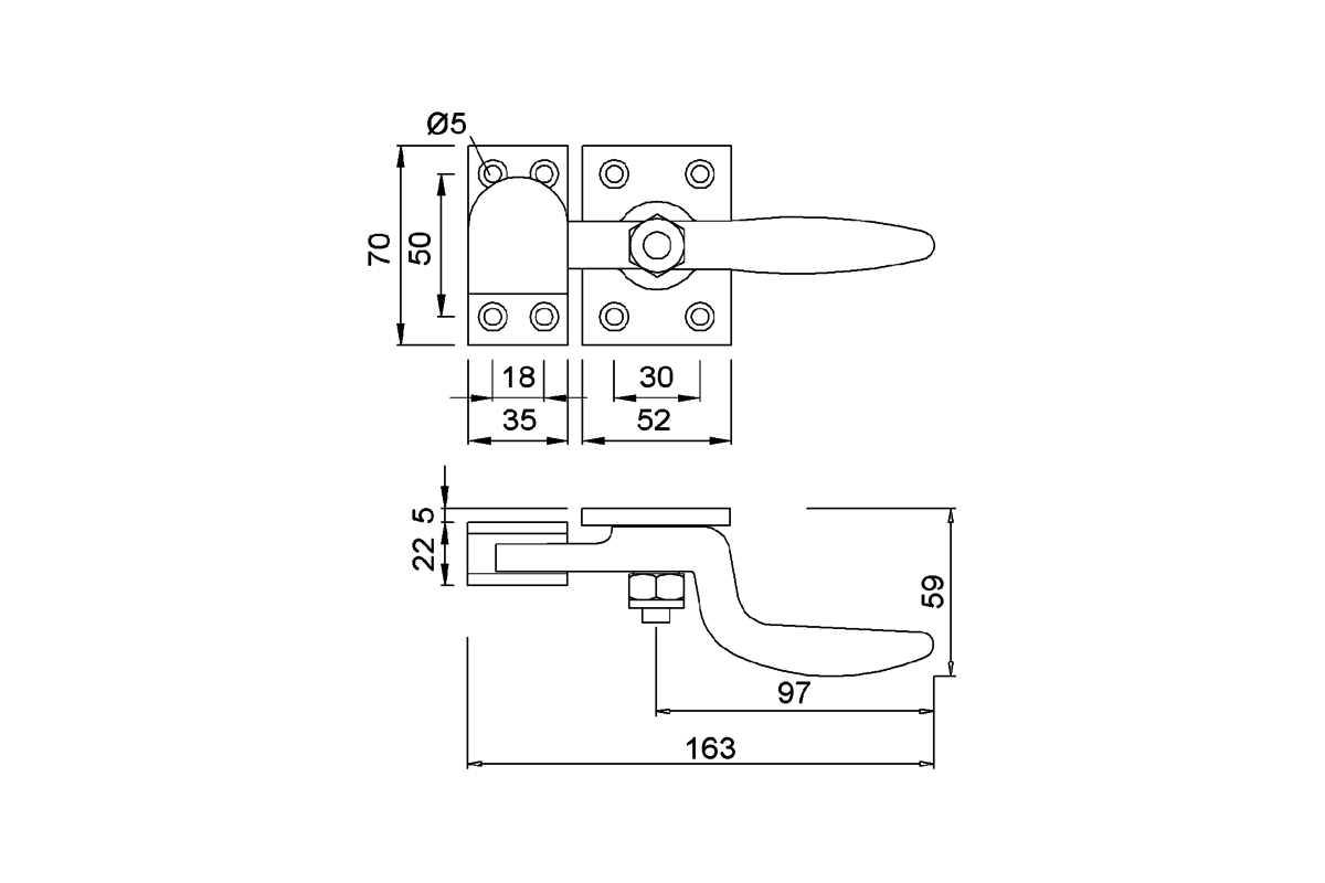 Product drawing KWS Locking handle 6029