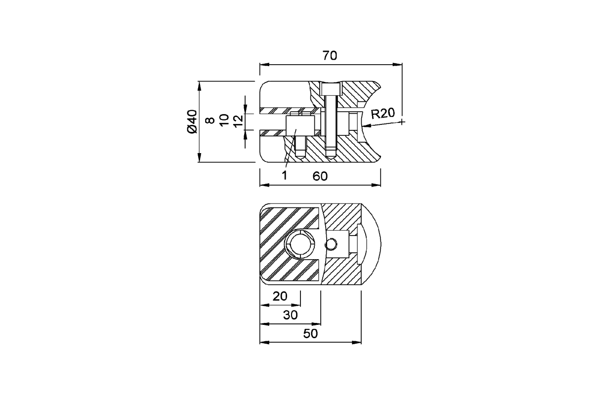 Produktzeichnung KWS Glasplattenhalter 7050 / 7051 / 7052