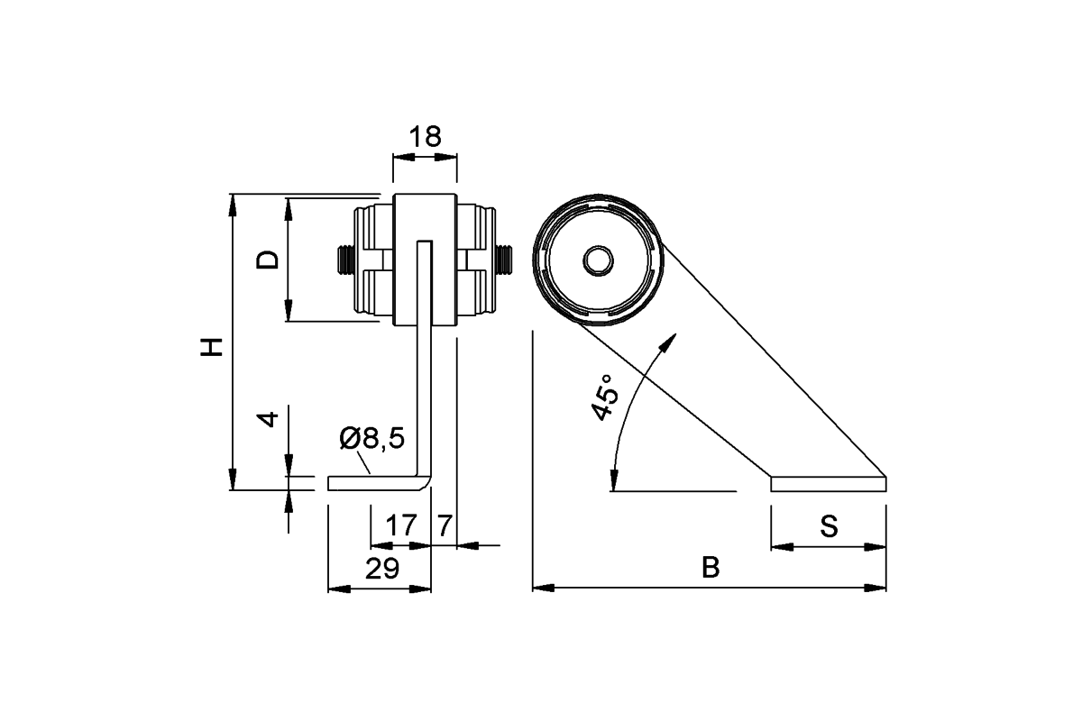 Product drawing KWS Mid support 8709 / 8018 / 8347 / 8H08