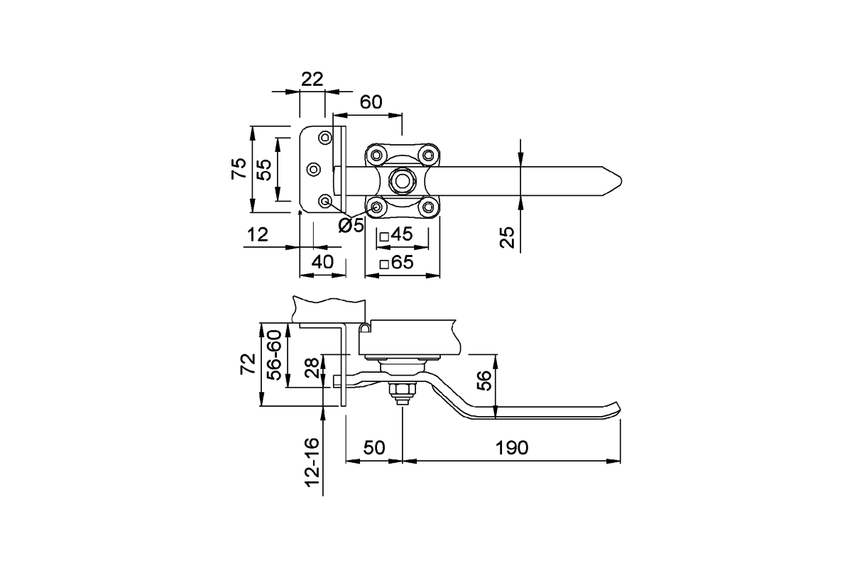 KWS 6129.. Locking handle Product drawing KWS Locking handle 6129