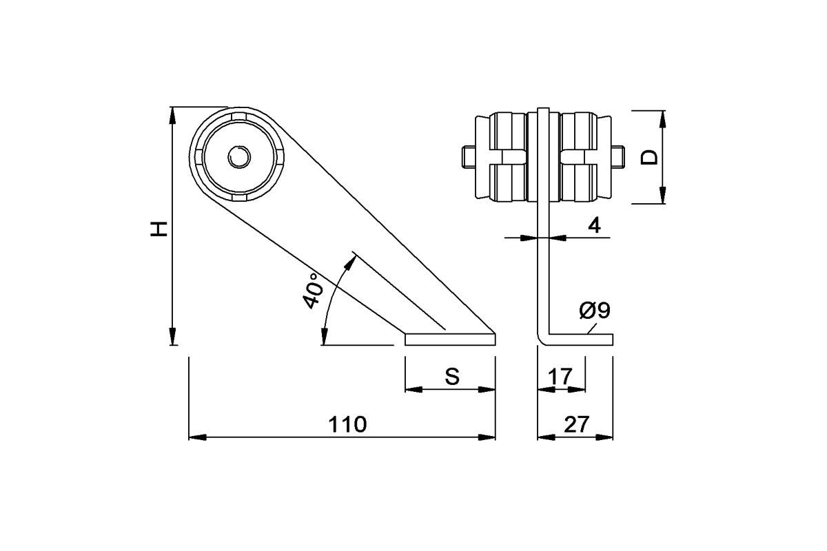 Product drawing KWS Mid support 8123 / 8255 / 8371 / 8H71