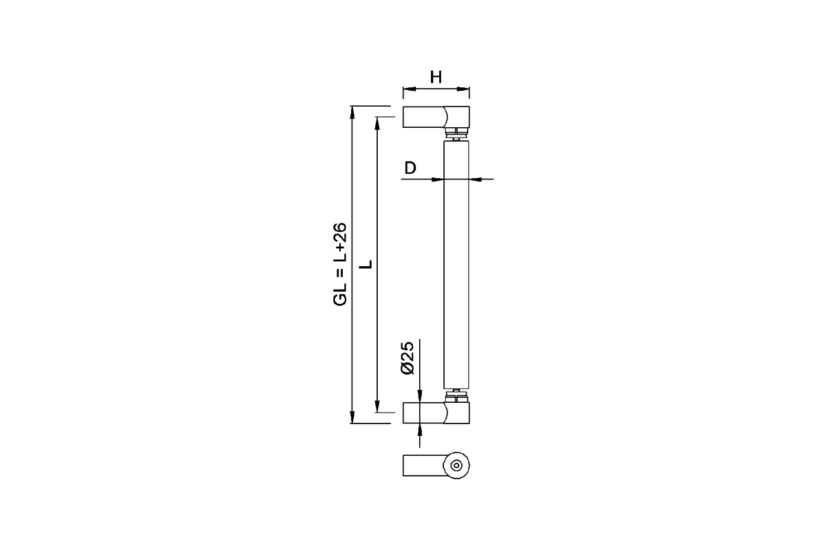 Product drawing KWS Door handle 8021 / 8023 / 8025