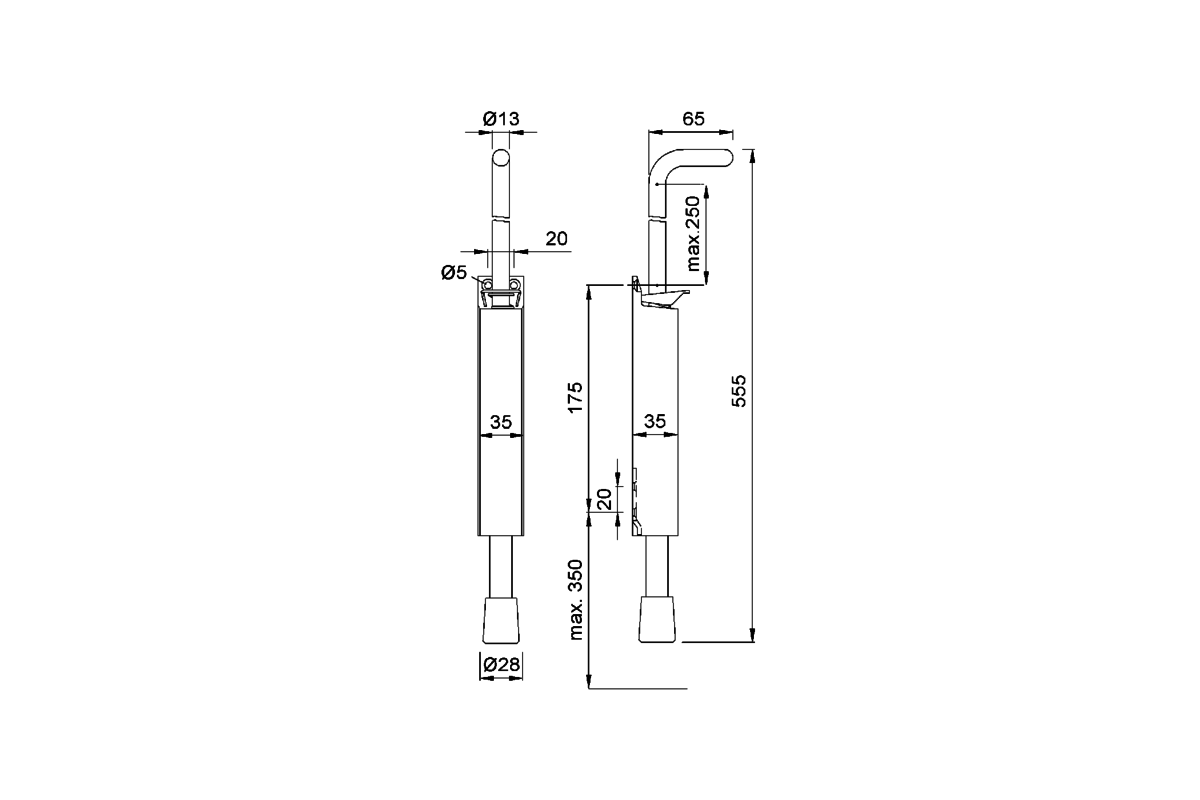 Product drawing KWS Door holder 1048