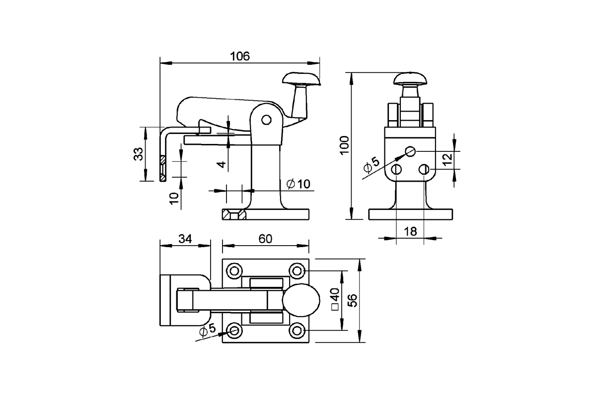 KWS 1307.. Door holder Product drawing KWS Door holder 1307