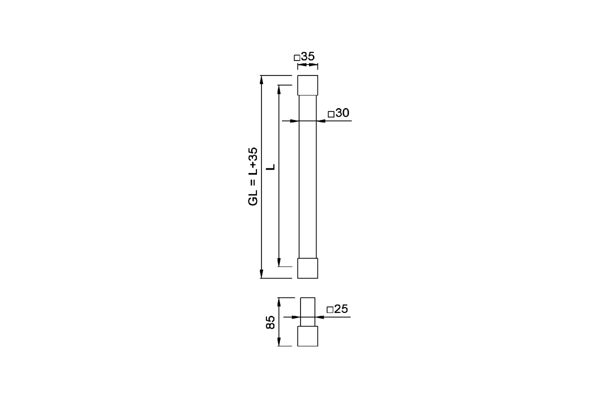 Produktzeichnung KWS Türgriff 8030