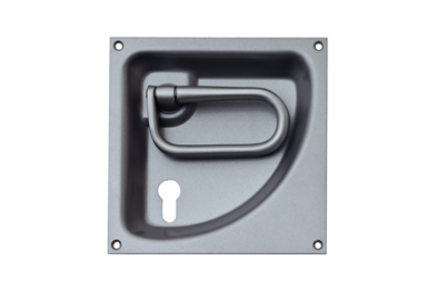 KWS 5055.02.11720 Flush handle KWS Flush handle 5055 in finish 02 (steel/aluminium, silver stove-enamelled) for right-opening door with 72 mm PZ keyway