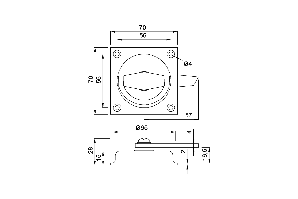 Produktzeichnung KWS Muschelgriff 5054