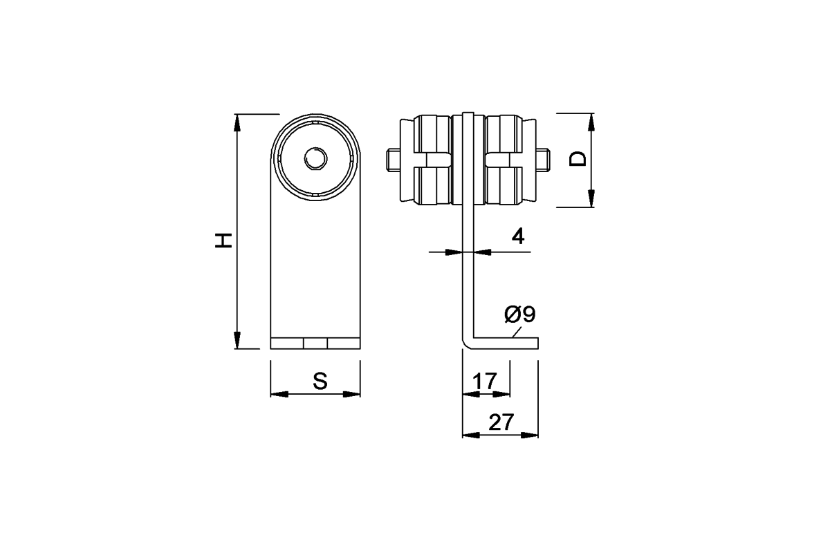 Product drawing KWS Mid support 8121 / 8265 / 8375 / 8465 / 8565 / 8H75 / 8H15