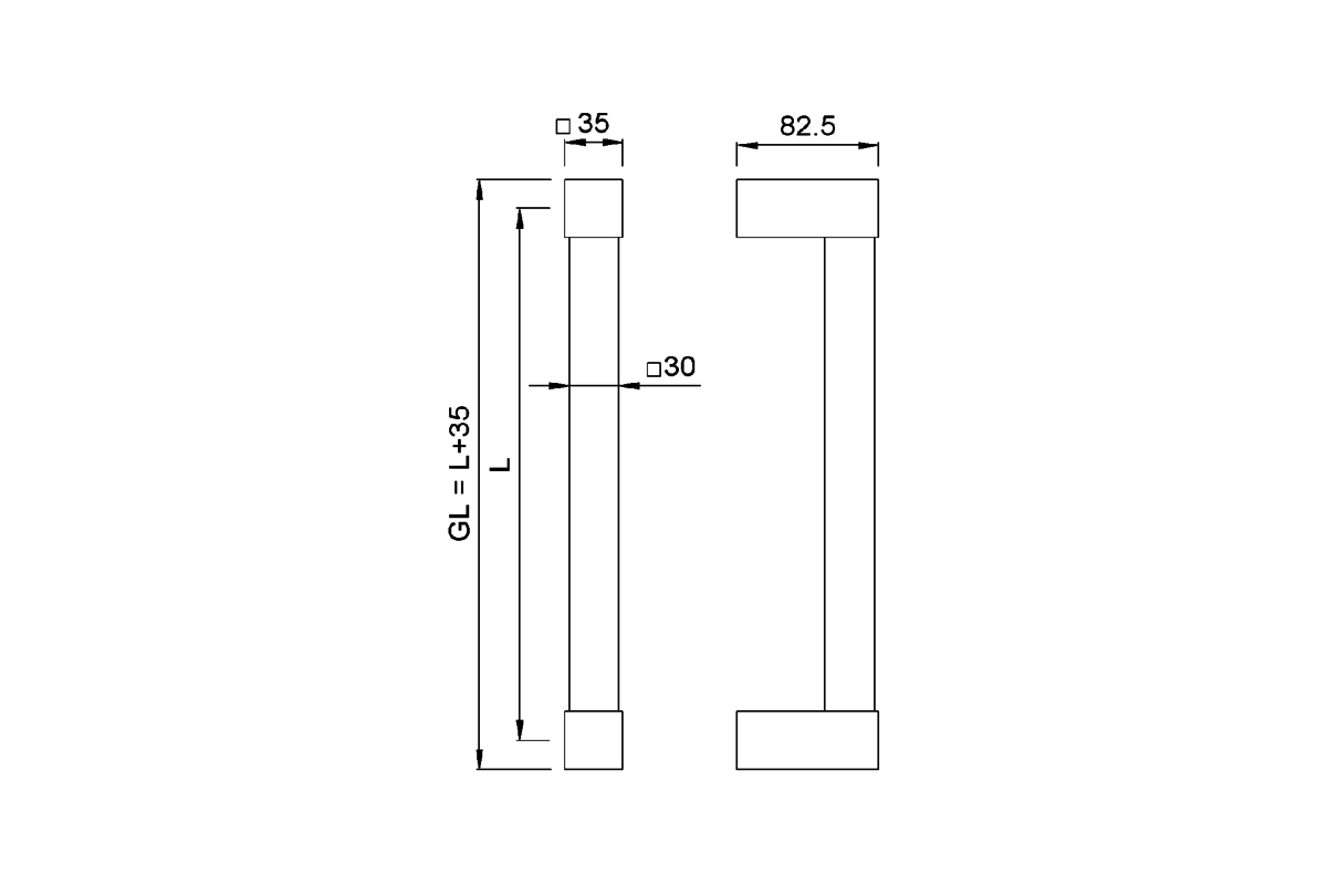 Produktzeichnung KWS Türgriff 8028