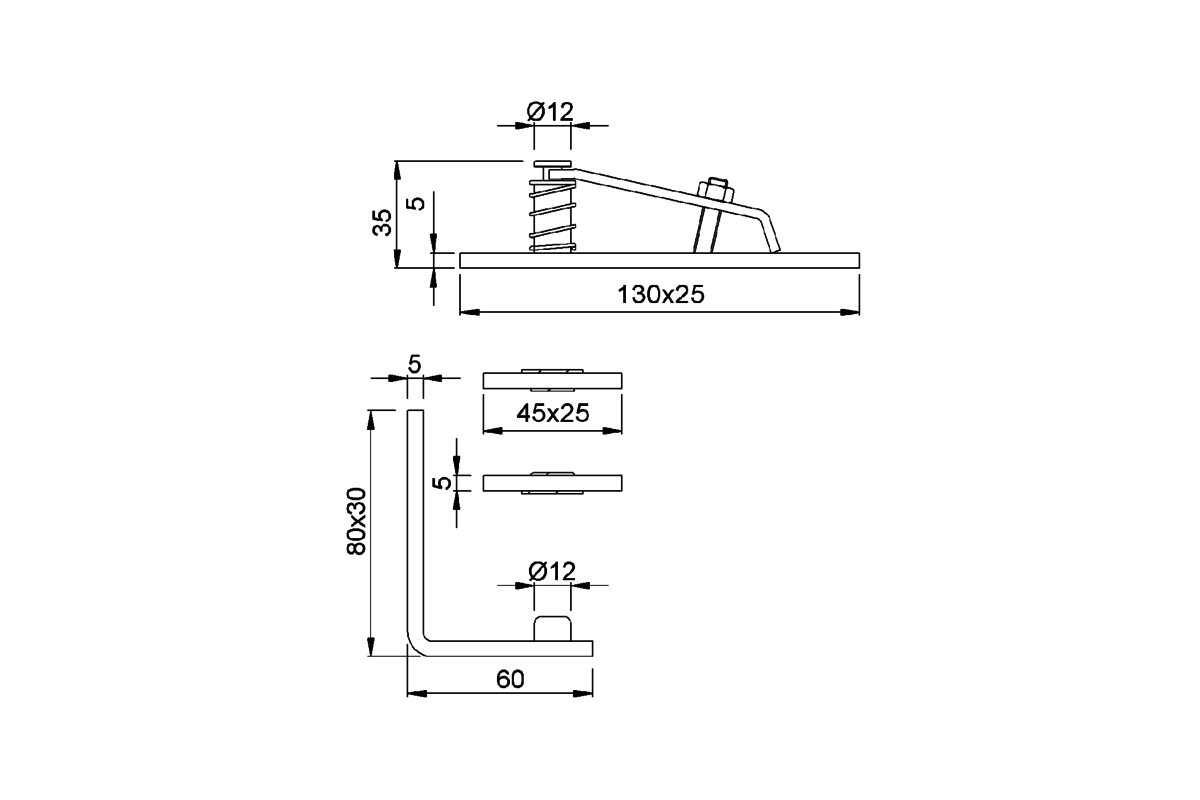 Produktzeichnung KWS Drehzapfenband 6206