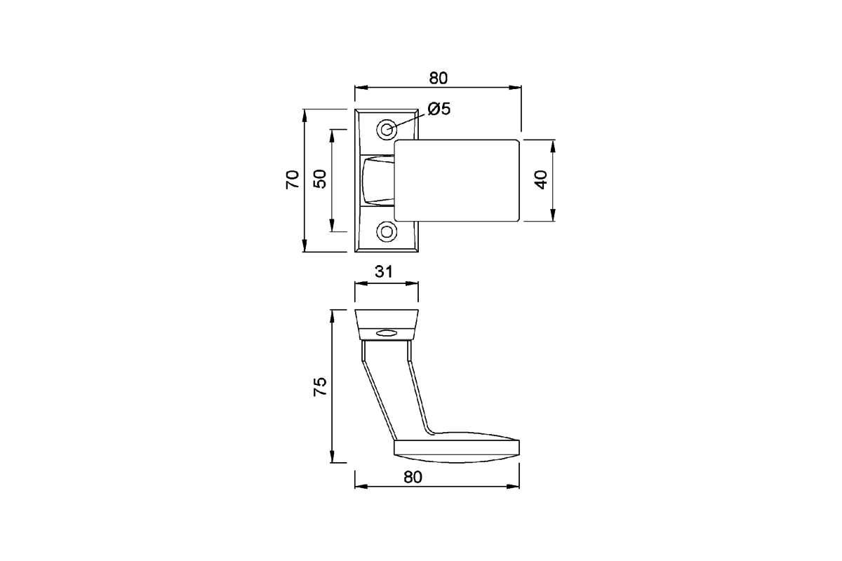 Product drawing KWS Door knob 3481