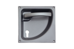 KWS 5061.02.11720 Flush handle KWS Flush handle 5061 in finish 02 (steel/aluminium, silver stove-enamelled) for right-opening door with 72 mm PZ keyway
