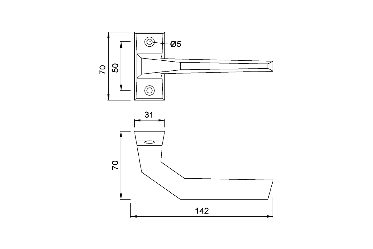 Product drawing KWS Lever handle 3427