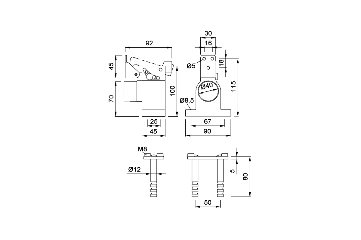 Product drawing KWS Door holder 1009