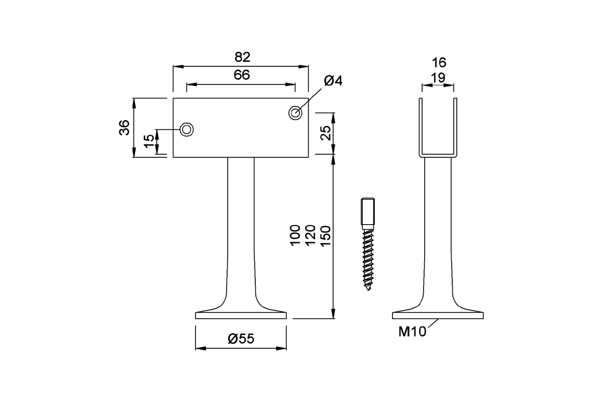 Product drawing KWS Partition support 4067 / 4167 / 4267 / 4068 / 4168 / 4268