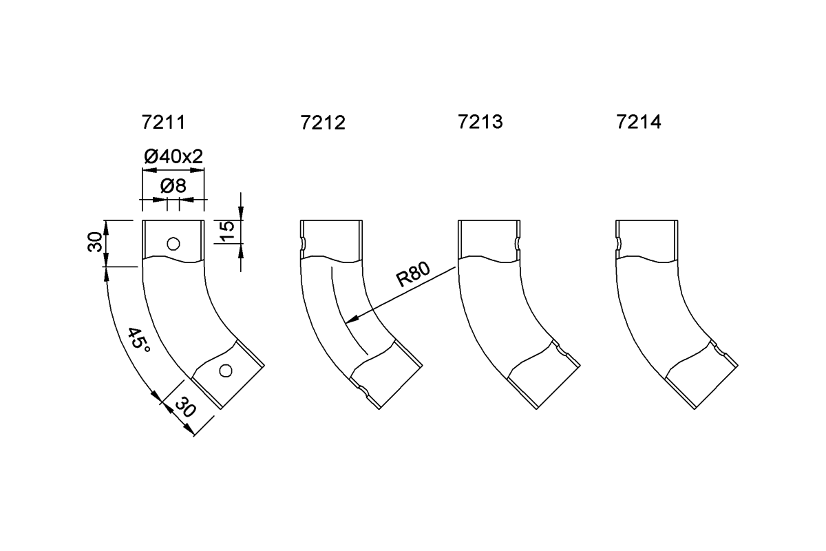 Product drawing KWS Tube 7211 / 7212 / 7213 / 7214