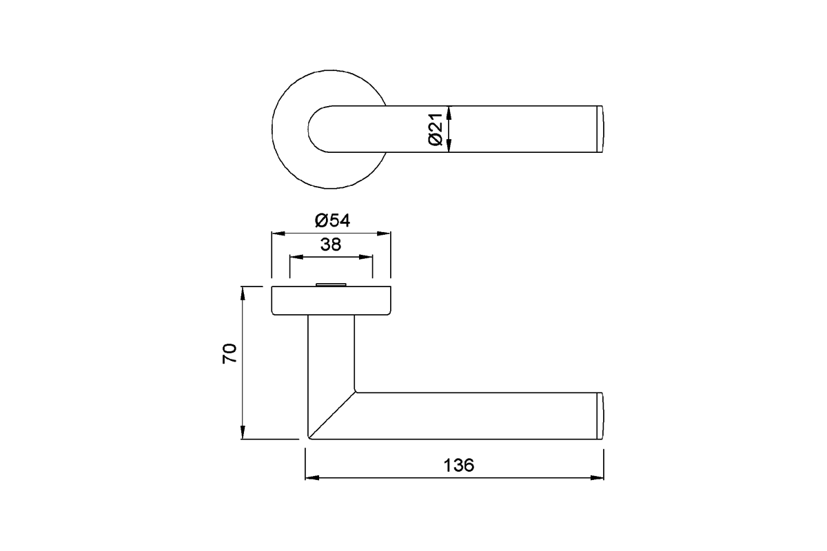 KWS 3C.. Lever handle Product drawing KWS Lever handle 3C