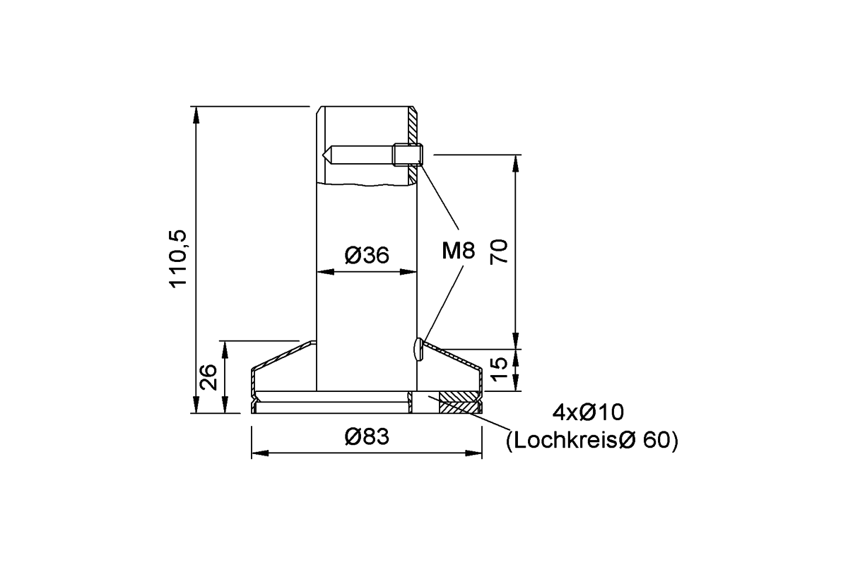 Produktzeichnung KWS Bodenrosette 7064