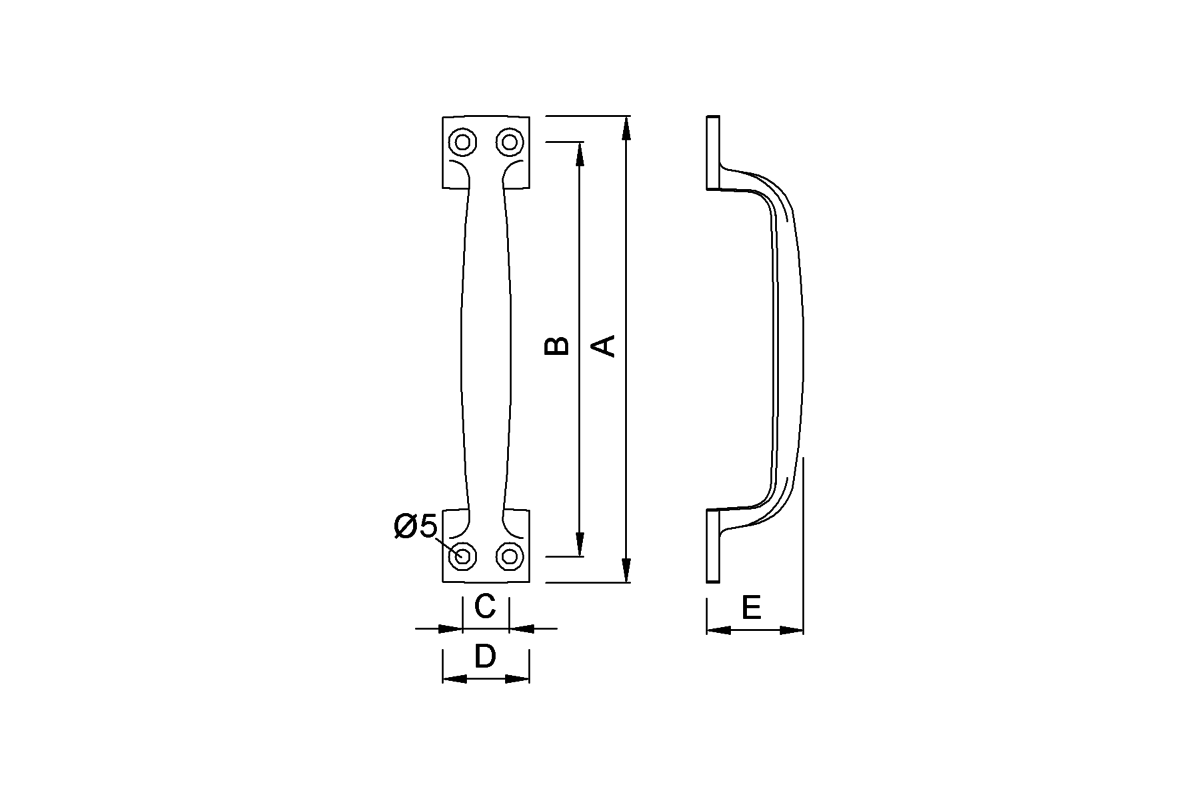 Produktzeichnung KWS Handgriff 5303 / 5304 / 5305 / 5306 / 5307