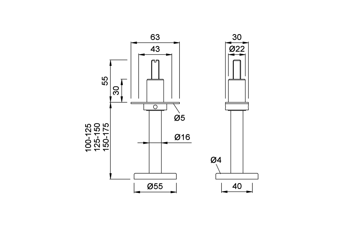 KWS 4101.. / 4102.. / 4103.. Partition support Product drawing KWS Partition support 4101 / 4102 / 4103