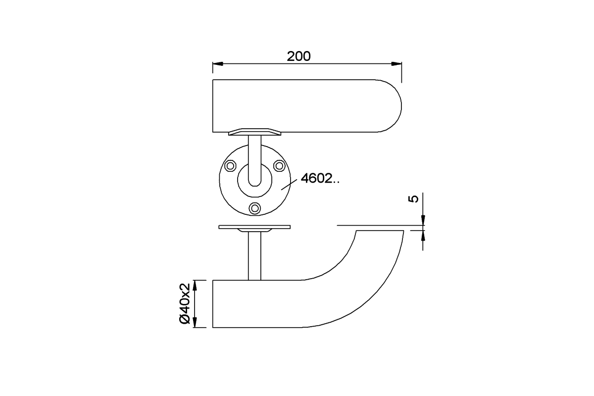 Product drawing KWS Handrail support 4621