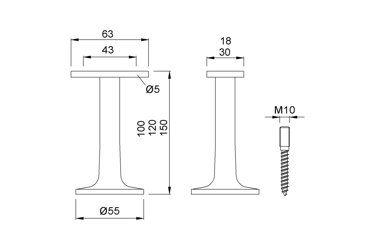 Product drawing KWS Partition support 4059 / 4159 / 4259 / 4060 / 4160 / 4260