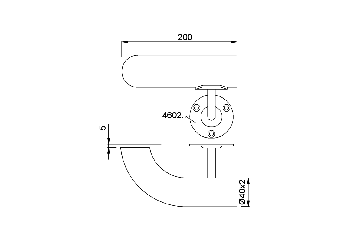 Product drawing KWS Handrail support 4622