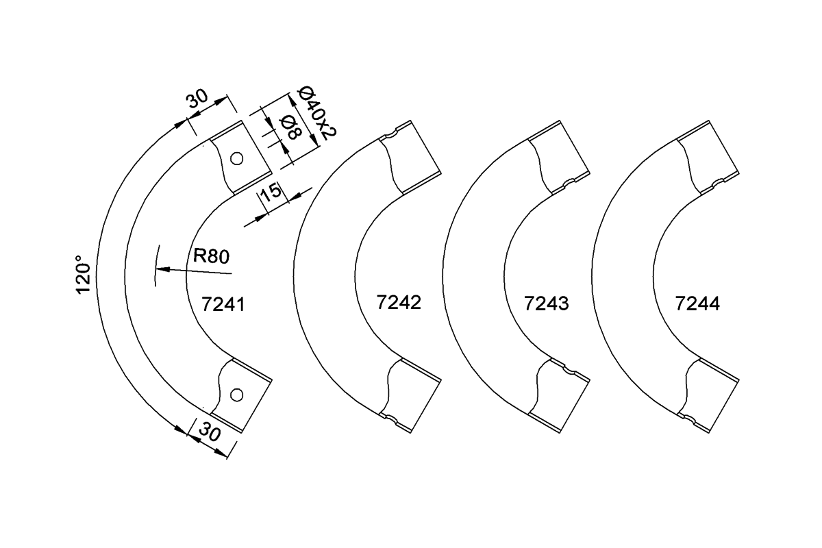 Product drawing KWS 7241 / 7242 / 7243 / 7244