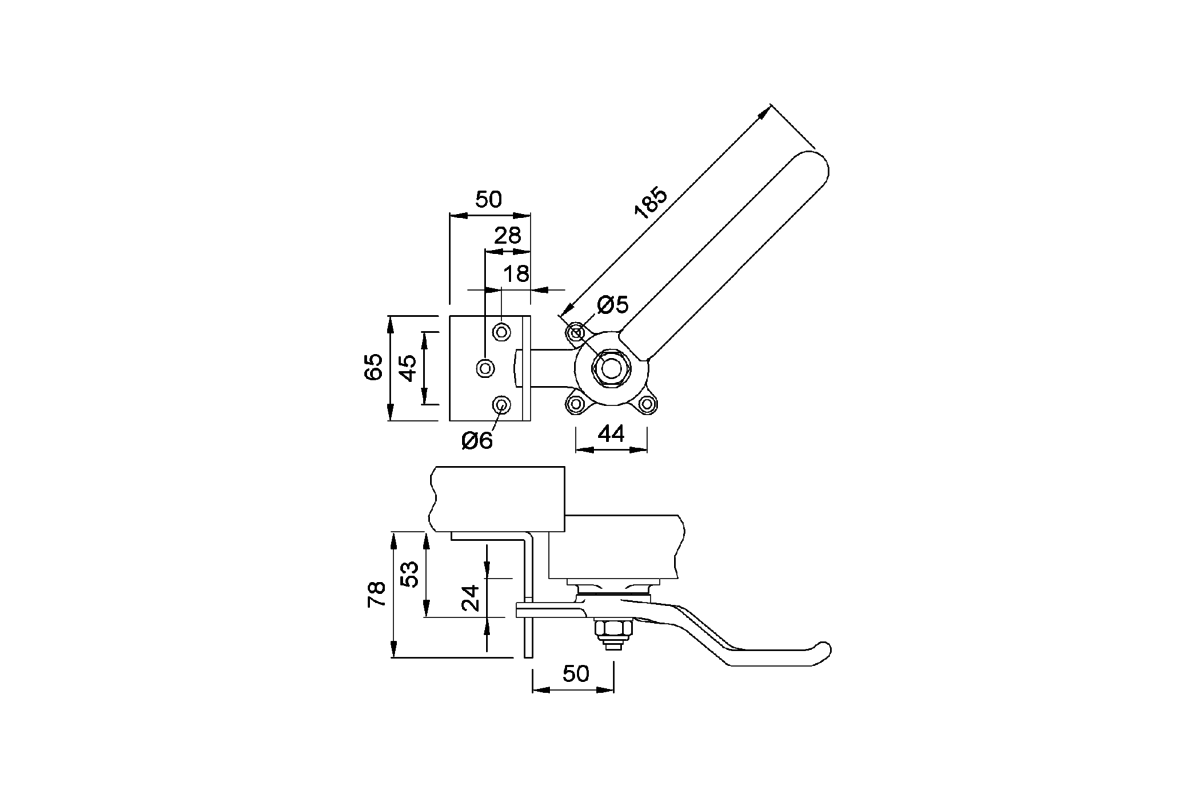 KWS 6028.. Locking handle Product drawing KWS Locking handle 6028