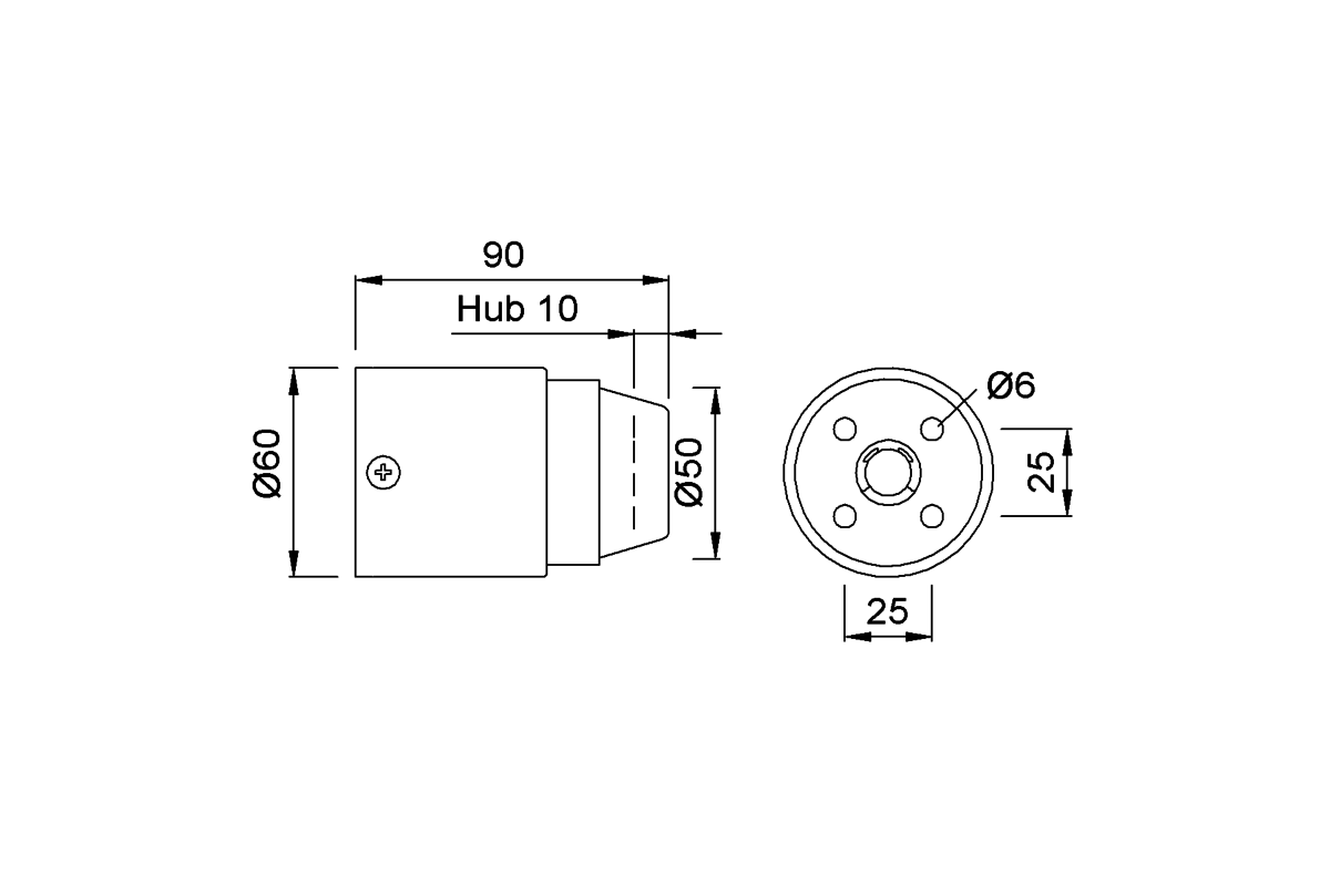 Produktzeichnung KWS Türpuffer 2120