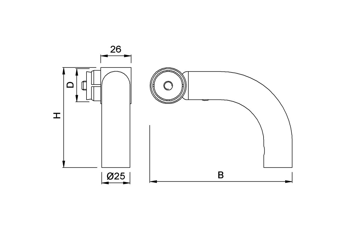 Product drawing KWS End support 8305 / 8309 / 8310 / 8H09 / 8H10