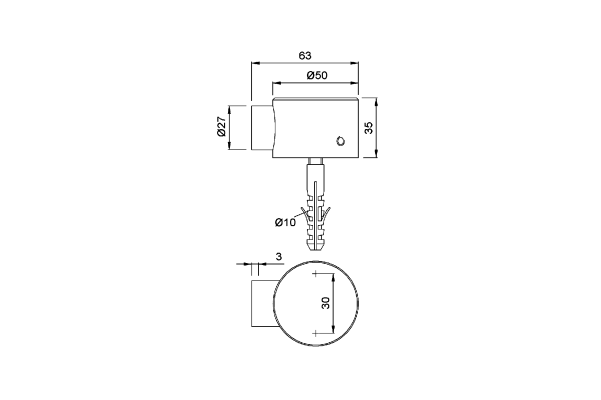 Product drawing KWS Door buffer 2110