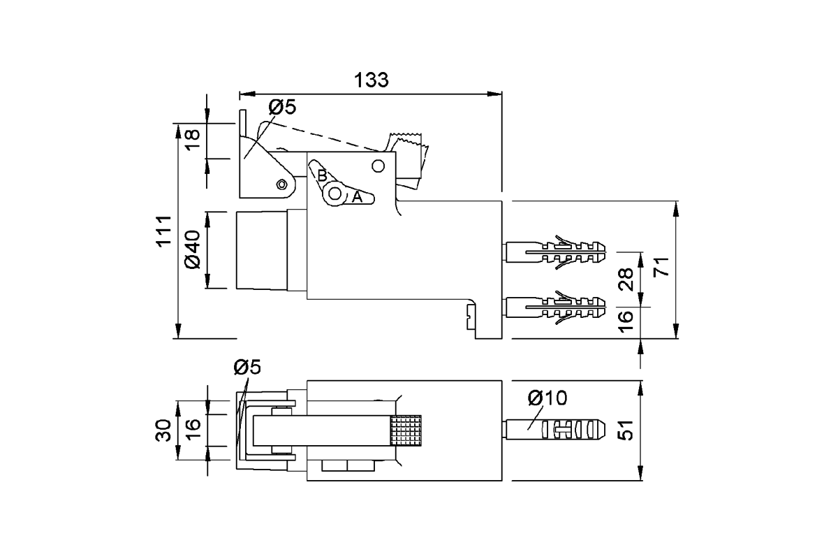 Product drawing KWS Door holder 1011