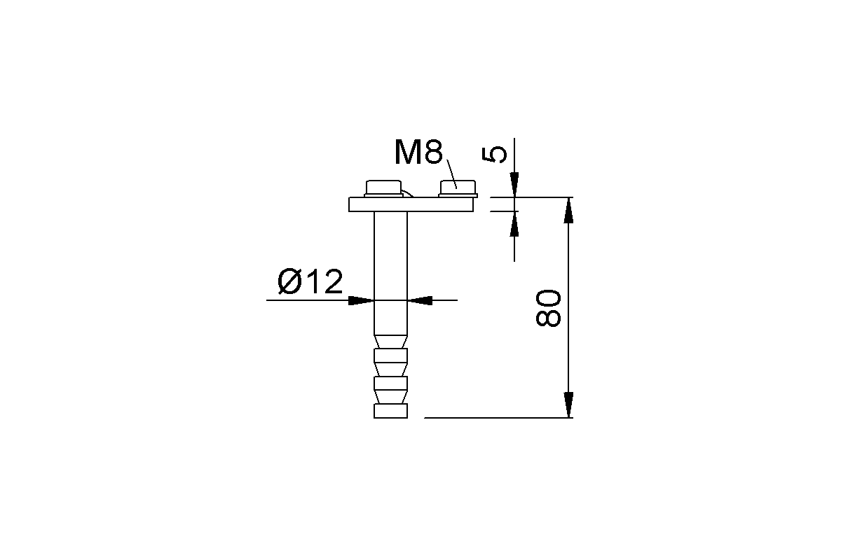 KWS 1522.. Achor bolt dor door holder Product drawing KWS Anchor bolt 1522 for door holder